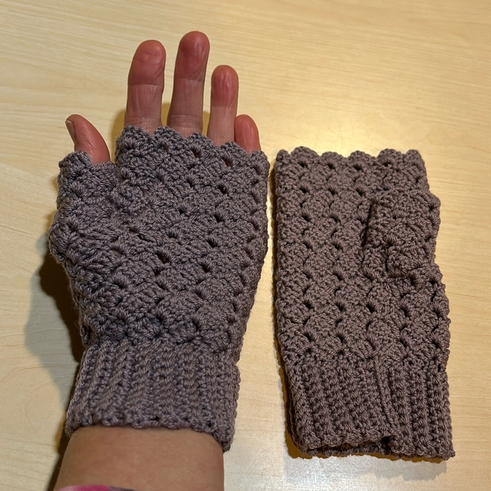 Handmade fingerless mittens